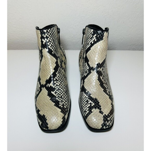 Aquatalia Fuoco Cream Black Snake Print Leather Ankle Booties Women's 5.5 - Picture 5 of 12